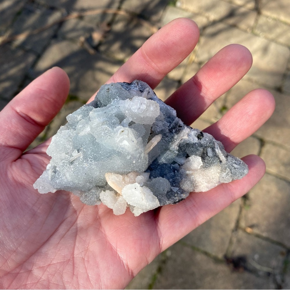 Stilbite on Chalcedony Crystal mineral